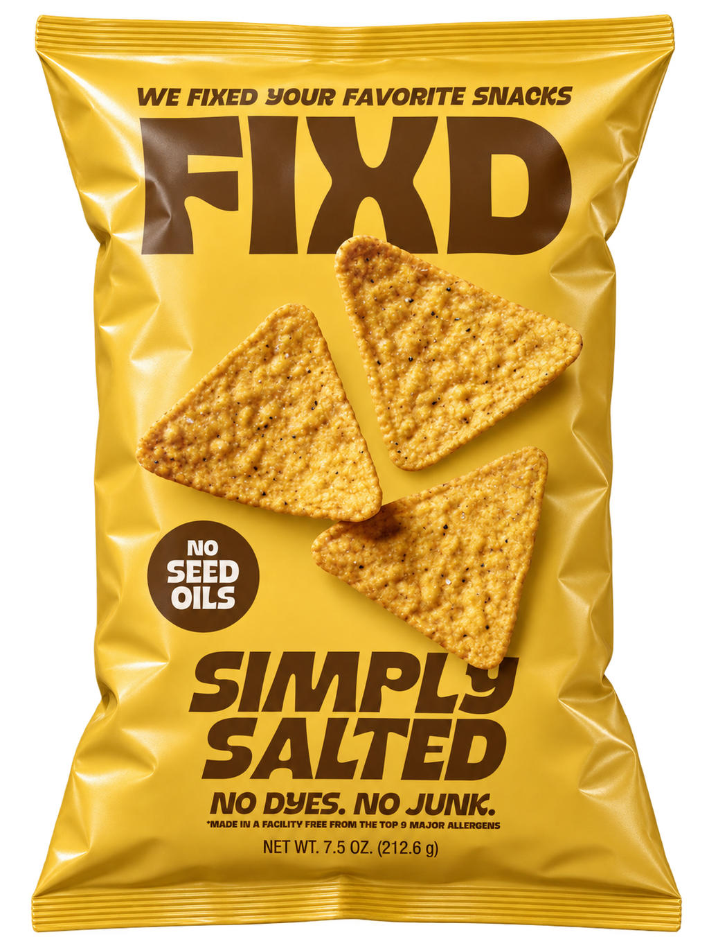 FIXD gluten free seed oil free tortilla chips Simply Salted bag