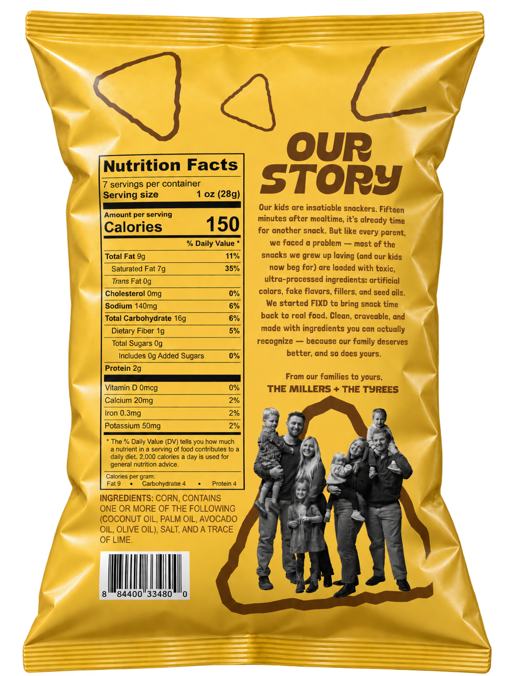 FIXD Seed oil free tortilla chips made with coconut oil