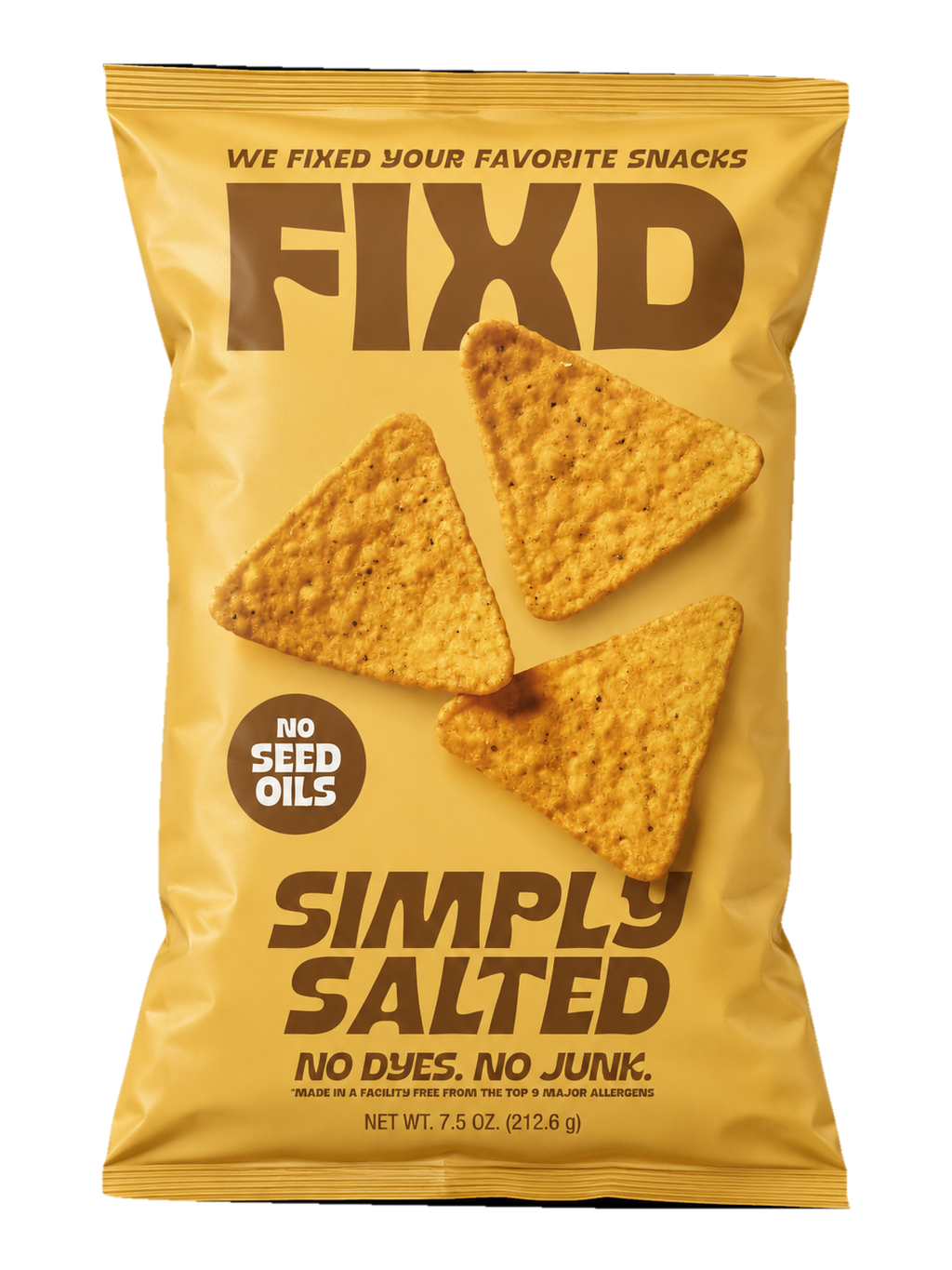 FIXD Simply Salted tortilla chips front of bag