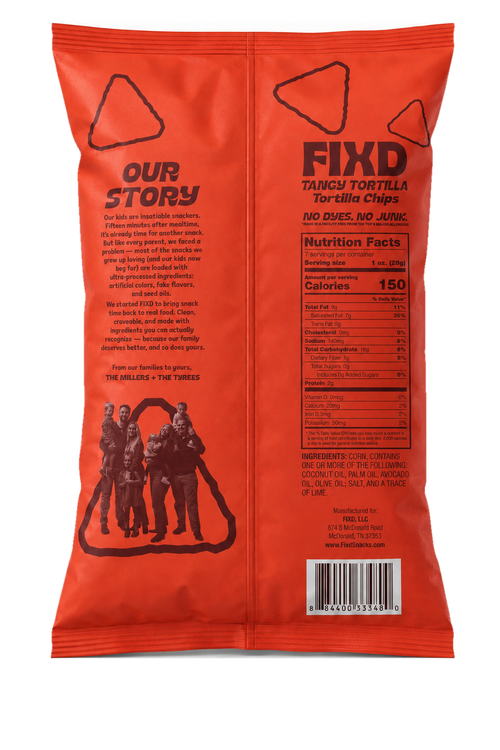 FIXD Tangy Tortilla tortilla chips back of bag